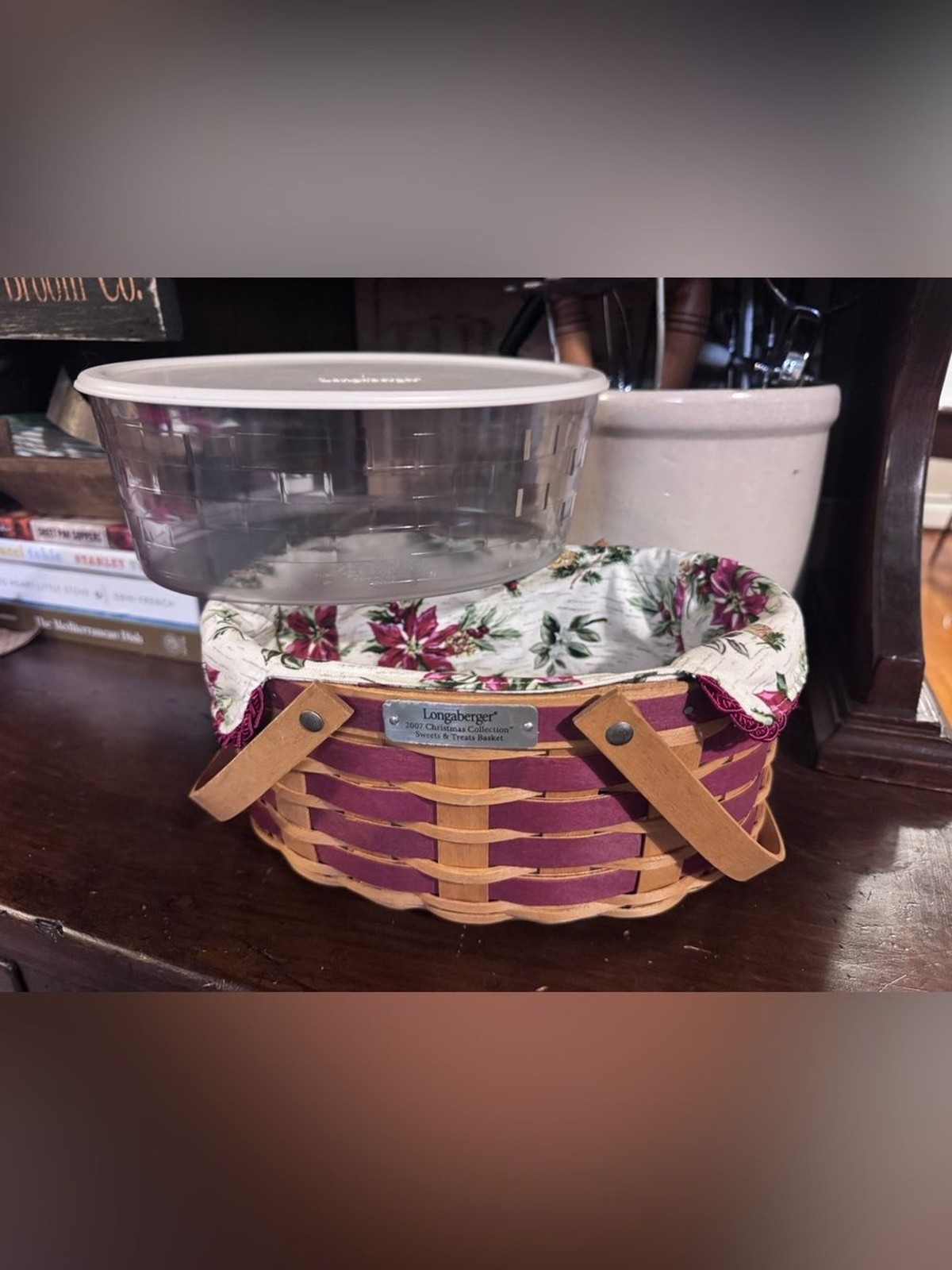Vintage Longaberger 2007 Sweets & Treats Holiday Basket Liner Covered Protector