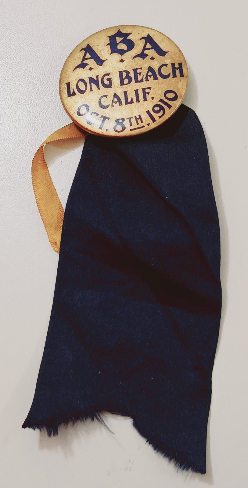 Antique 1910 ABA American Bankers Assoc Pin Ribbon Long Beach CA Wm H Hoegee Co