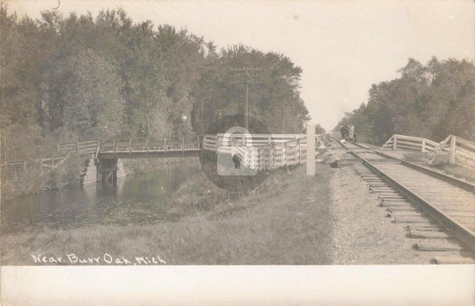 Railroad Scene Near Burr Oak MI Michigan RPPC Photo Postcard COPY