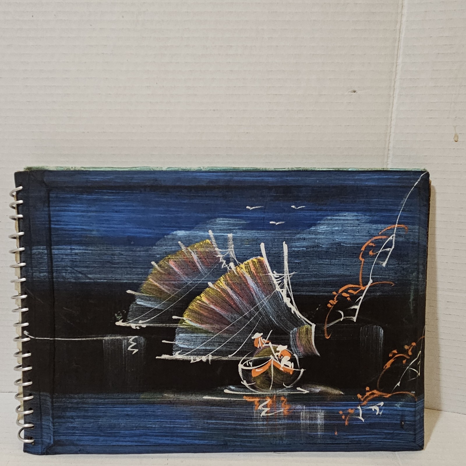 Vintage Vietnam War Era Saigon Photo Album Scrapbook Kỳ-Quang Hand Painted