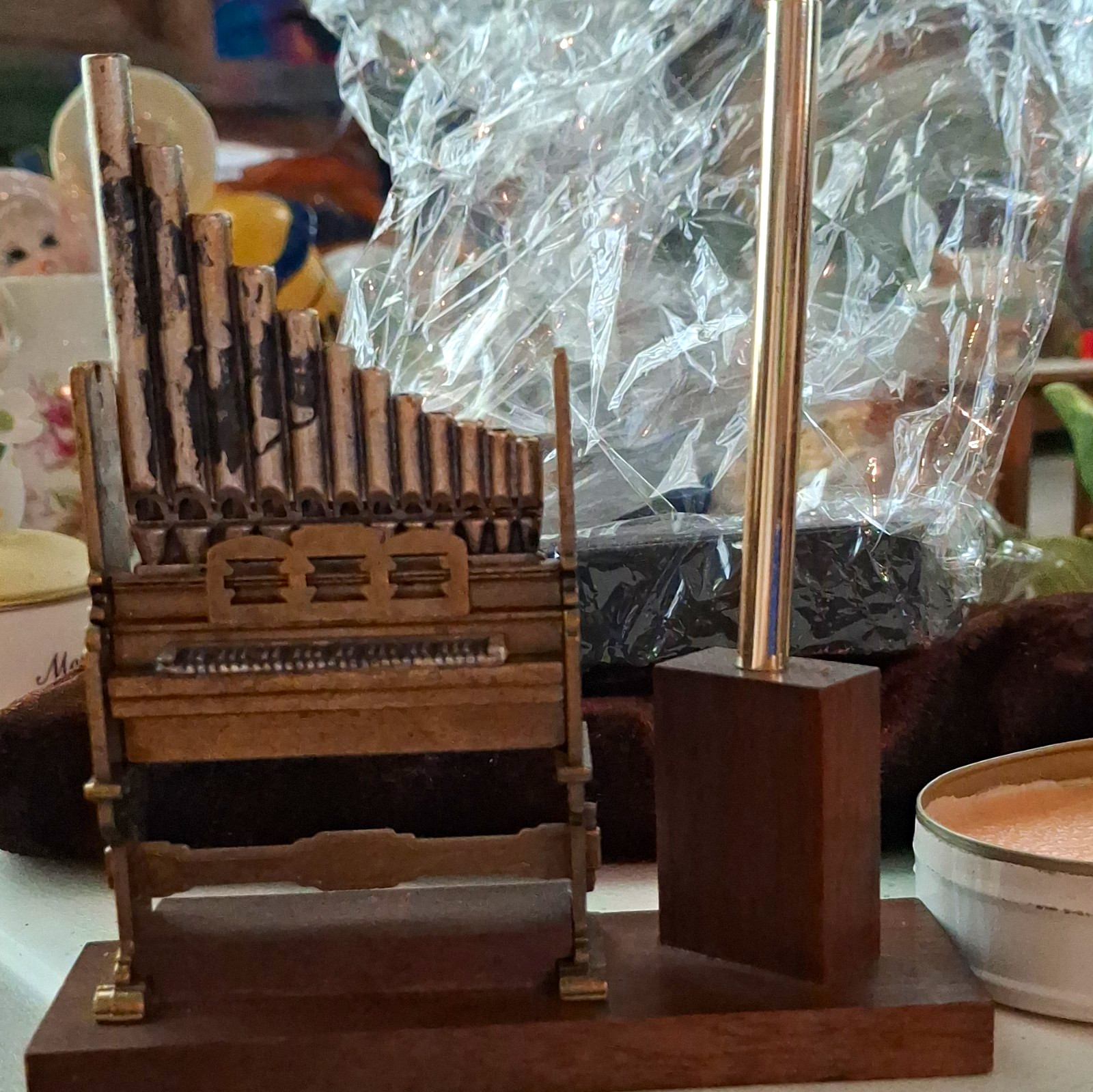 Vintage Made in Italy Die Cast Miniature Pipe Organ Desk Pen Stand Holder SItaly
