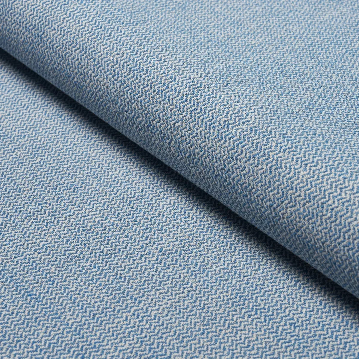Schumacher Mini Chevron Weave Fabric- Simon Indoor Outdoor / Blue 3.0 yds 84184