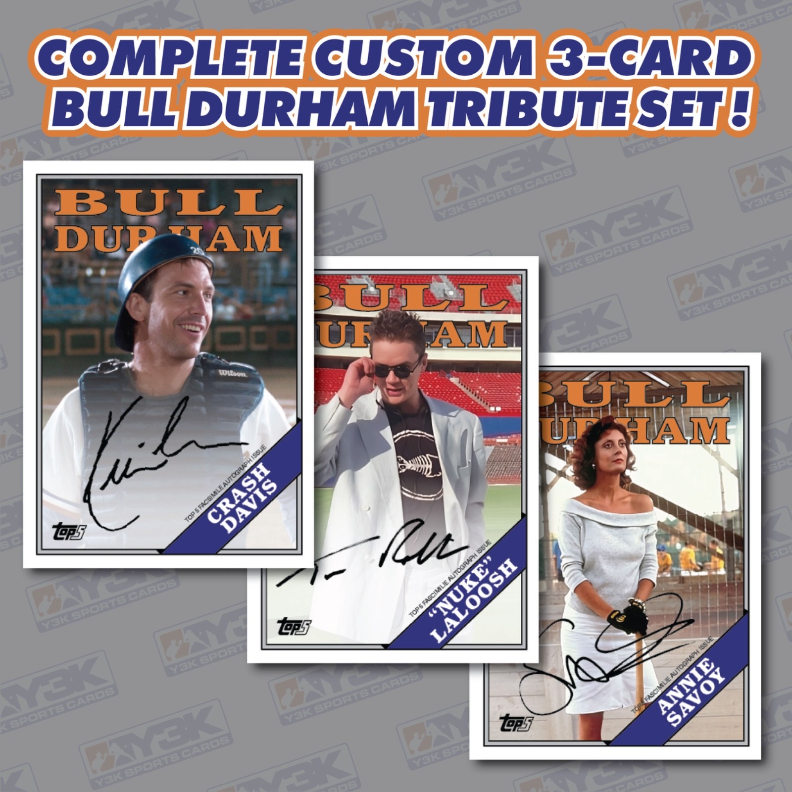 1988 Top5 » Bull Durham Custom Tribute Complete 3-Card Set
