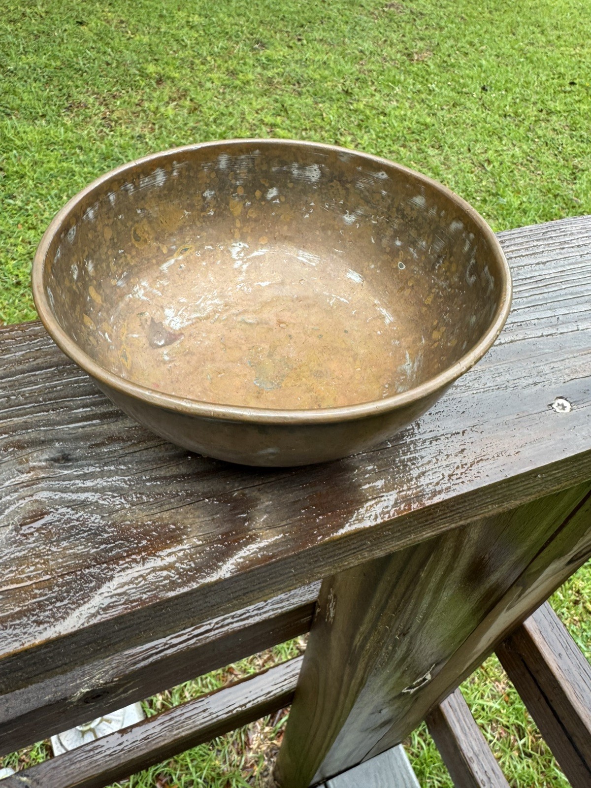Antique 19thC  Tinned Copper Mixing Bowl Cul de Poule   Bottom Rolled Rim 6 1/2