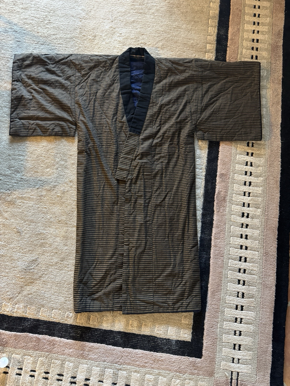 VINTAGE FLANNEL COTTON KIMONO NORAGI JAPANESE SASHIKO SHIMA PATCHWORK SIAMURAI