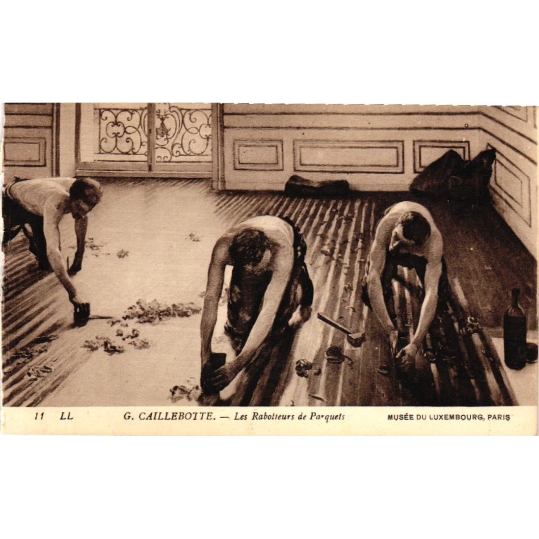 Vintage Gustave Caillebotte Les Raboteurs de Parquets Postcard Musee Luxembourg