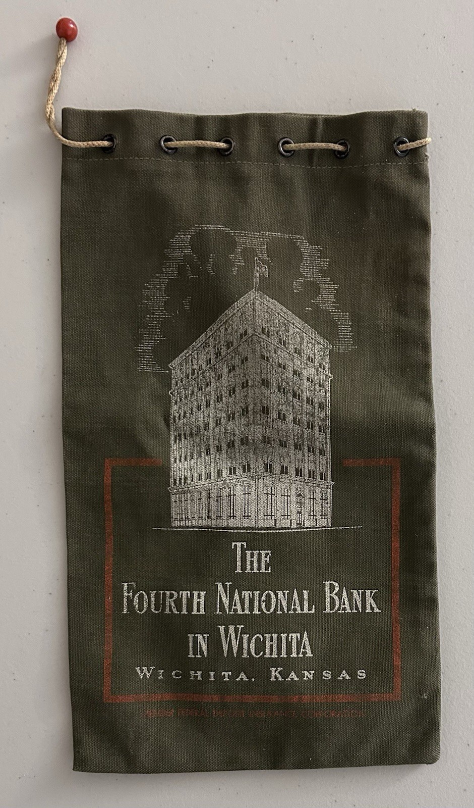 Vtg or Antique Money Bag Fourth National Bank Wichita Kansas