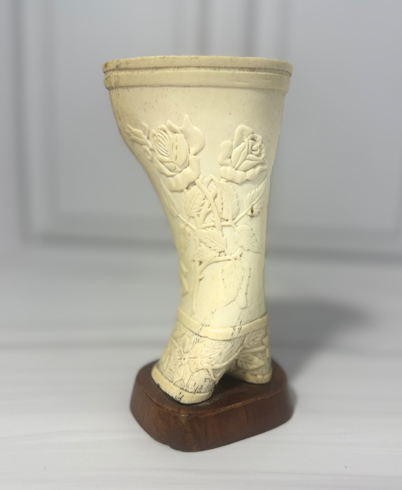 WWI Internment Camp Carved Art Vase 