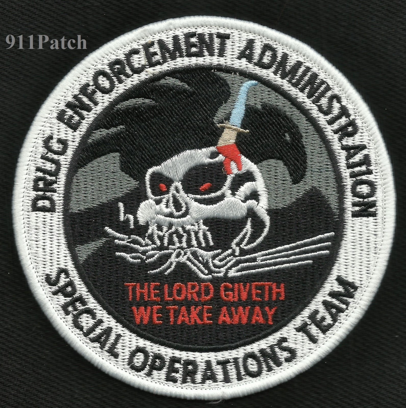 DRUG ENFORCEMENT ADMINISTRATION DEA SPECIAL OPERATIONS TEAM SKULL POLICE PATCH