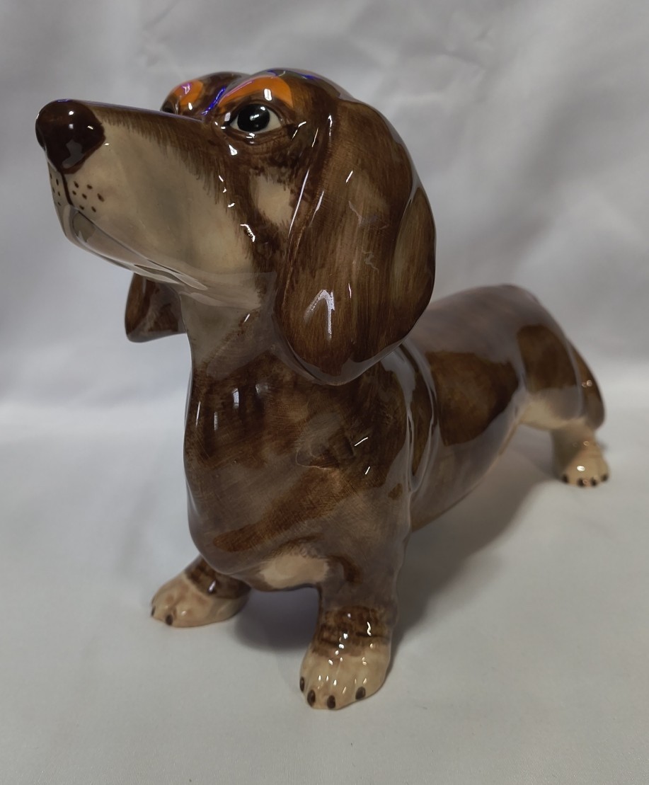 Hand-Painted Ceramic Red Dachshund Coin Bank