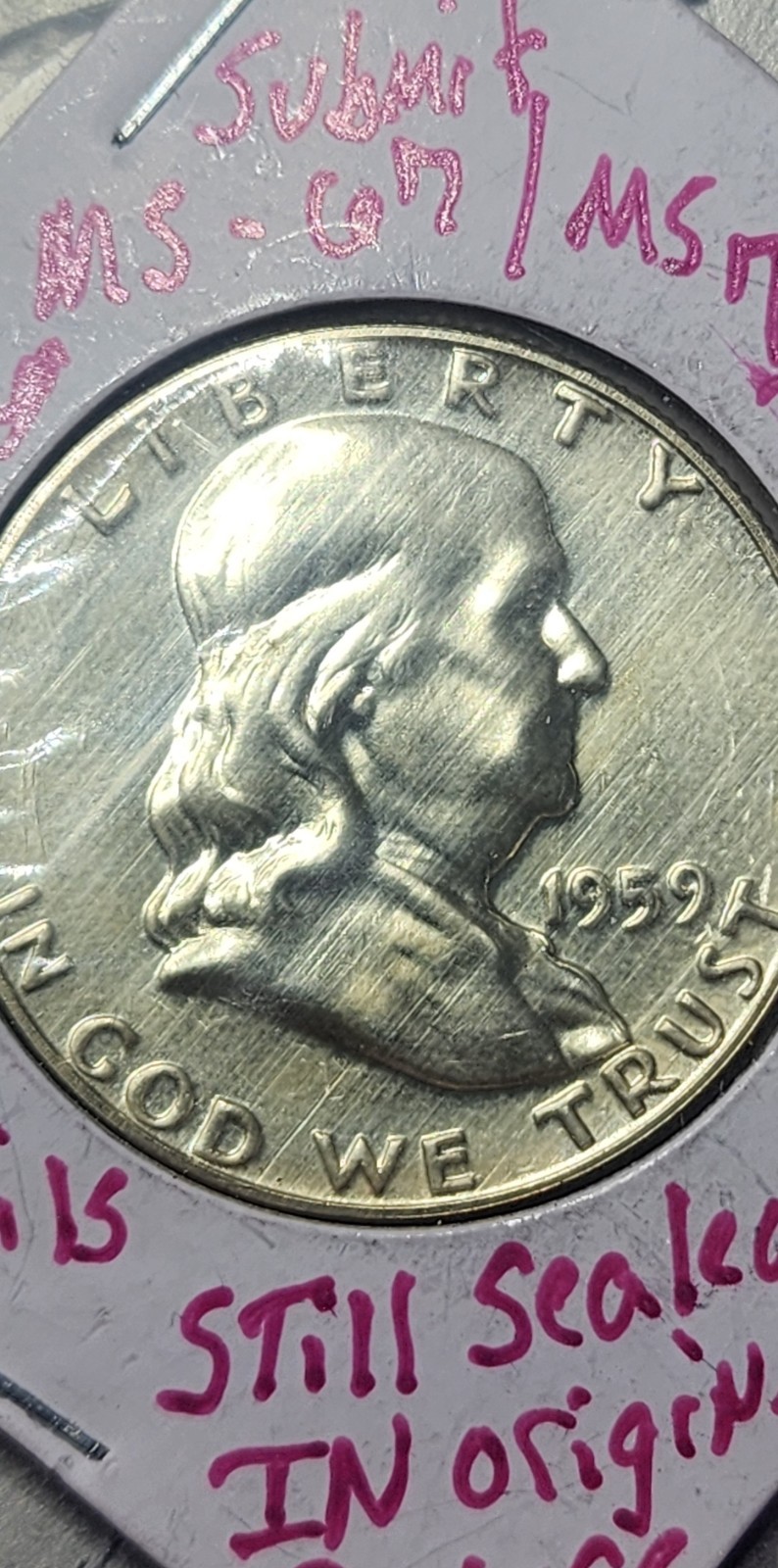 1959 Still Sealed Uncirculated Type 2 Franklin Half
