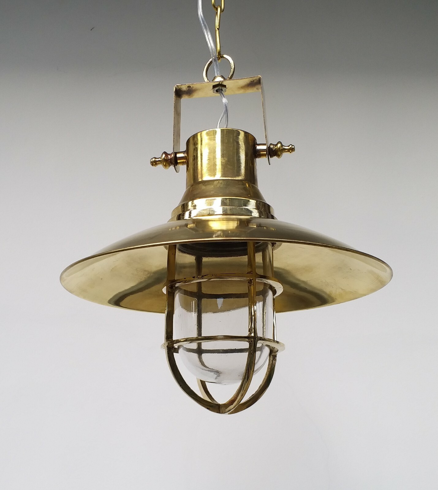 Vintage Style Solid Brass Nautical Industrial Cage Pendant Light