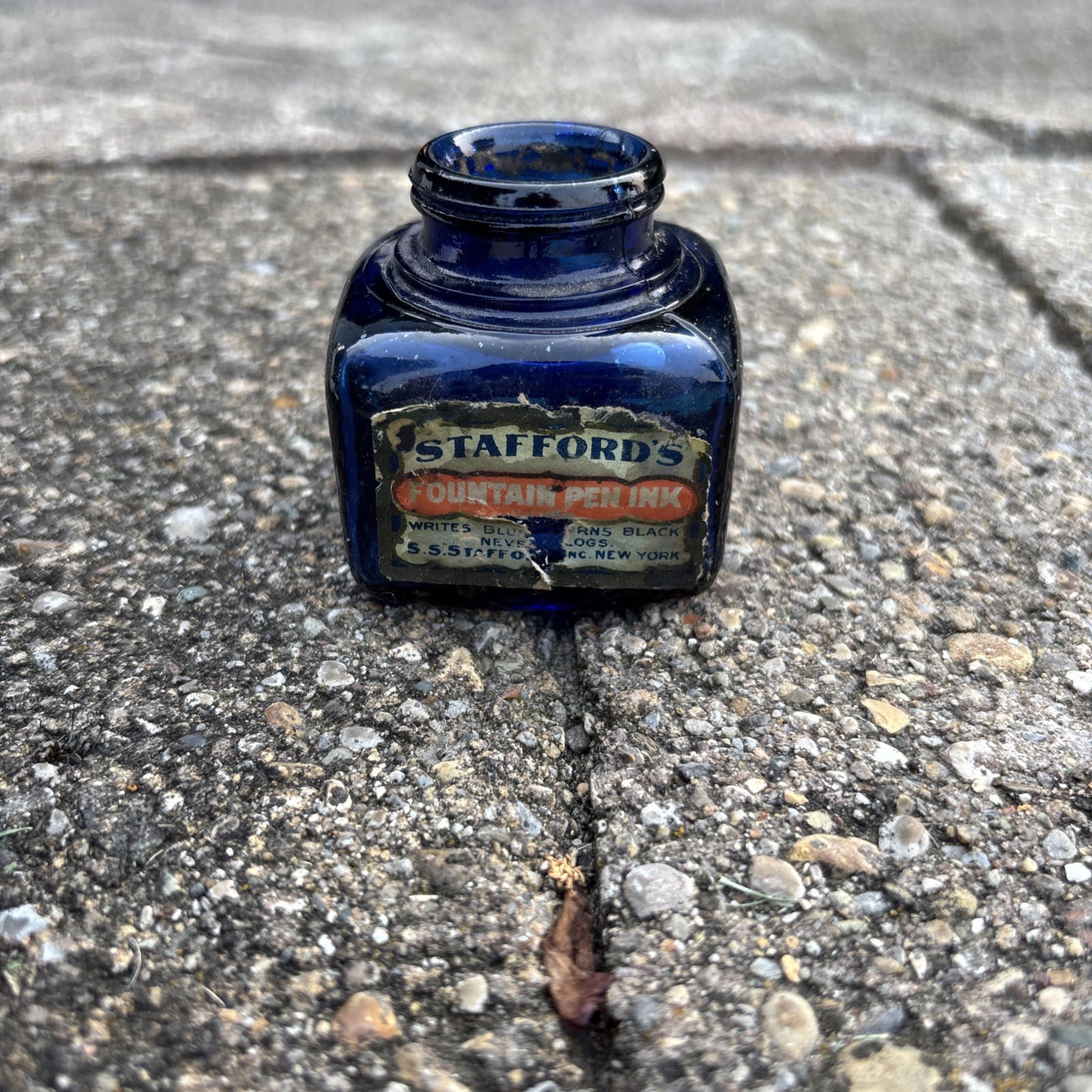 Vintage Cobalt Blue Stafford’s Fountain Pen Ink Bottle