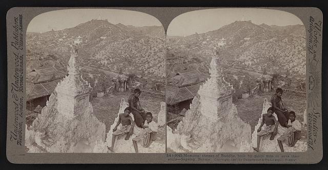 Memorial shrines of Buddha built by pious men to save their souls Old Photo