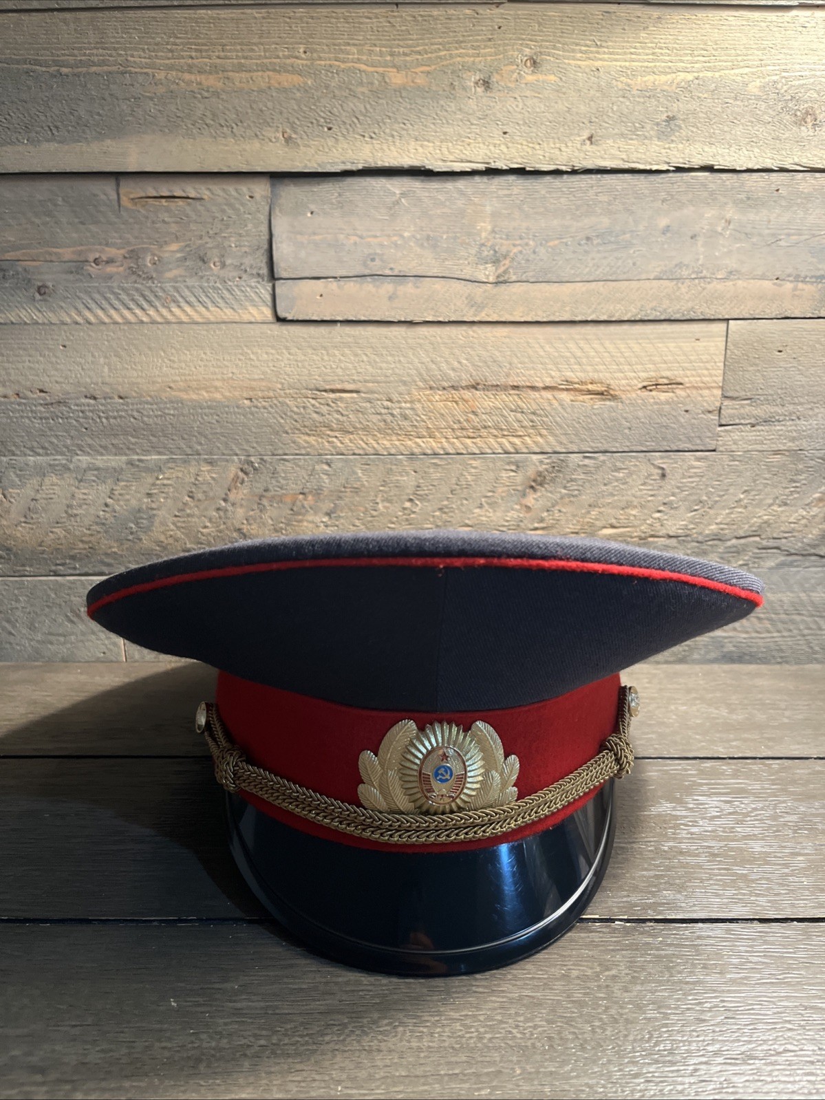 Vin OLD Soviet Military Officer Visor Police MVD Cap Hat Sz 58 USSR ORIGINAL EUC