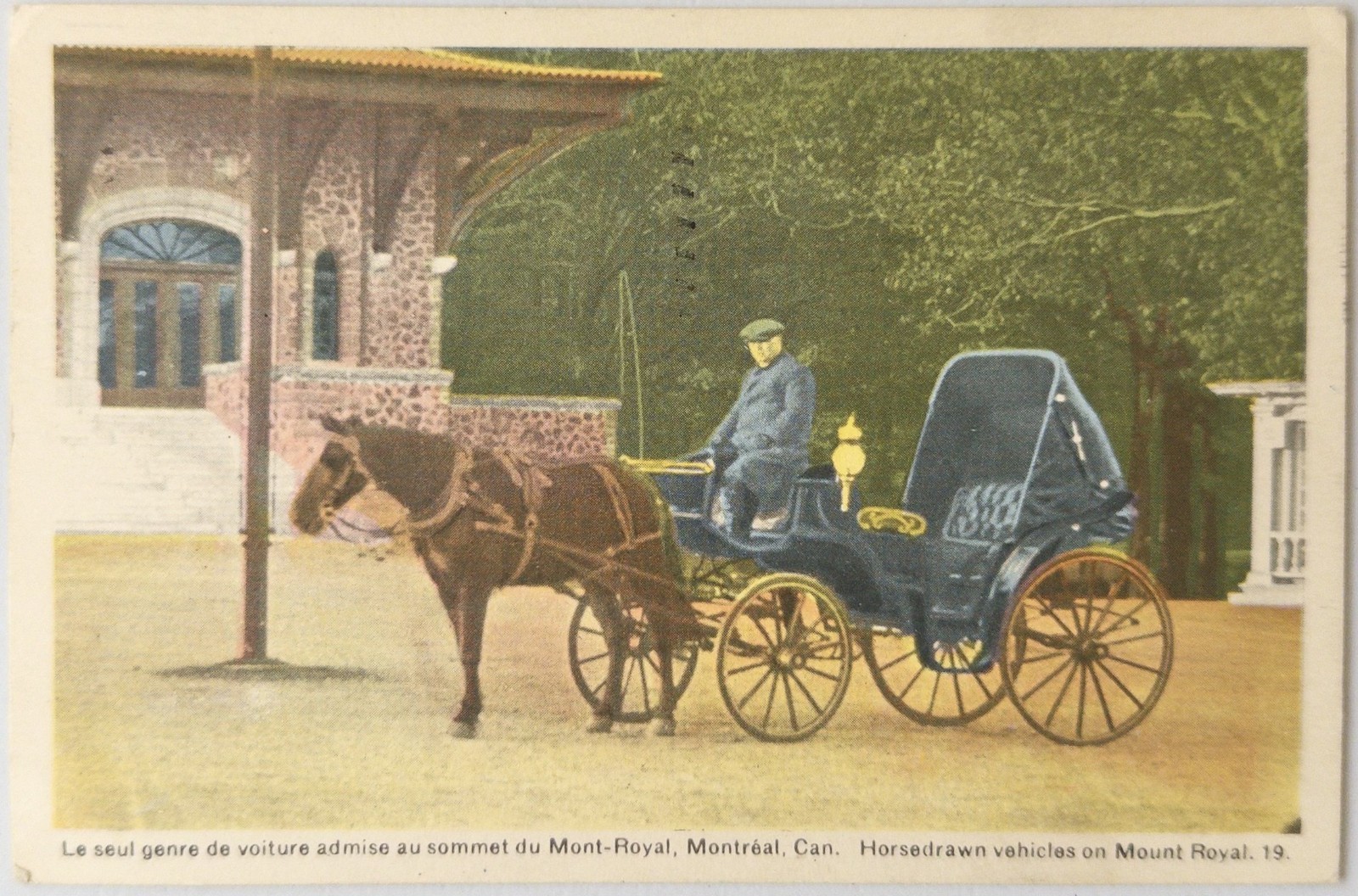Vintage Postcard - Montreal Quebec Canada Mount Royal Horse Carriage - 1940s