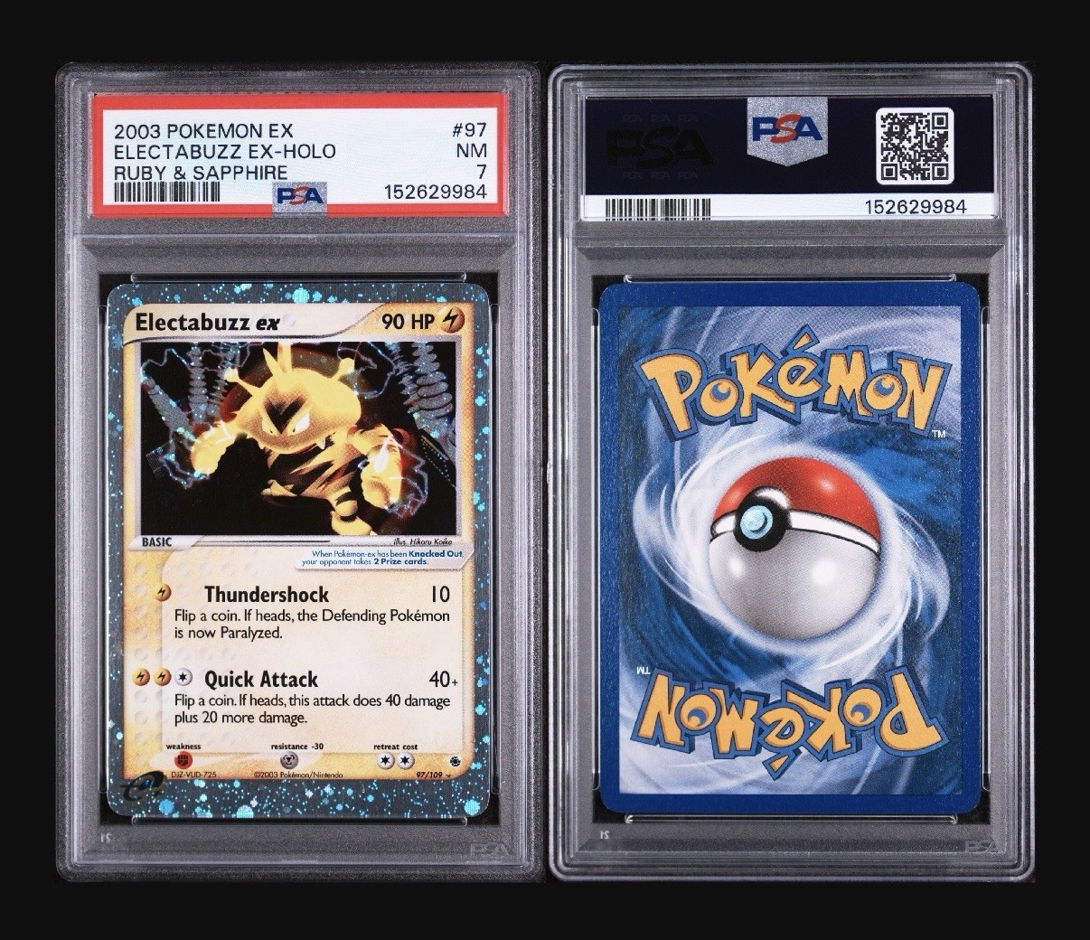 2003 Pokémon EX Ruby & Sapphire Electabuzz ex Holo 97/109 PSA 7