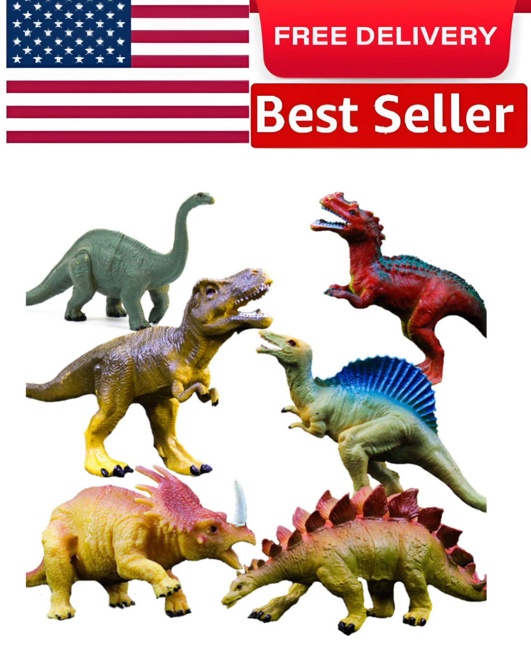 Realistic Dinosaur Figure Toys, 6 Pack 7