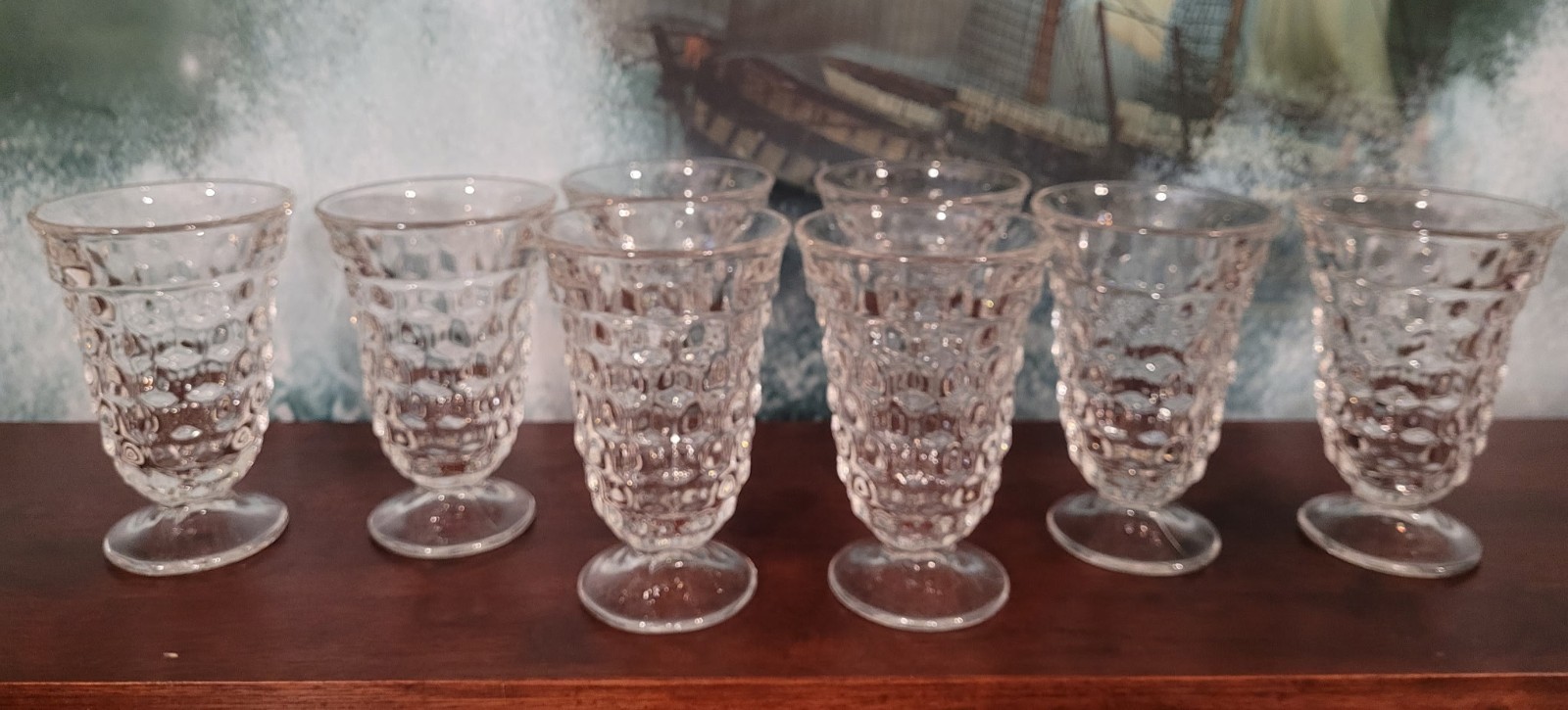 Set of 8 Vintage Fostoria American Clear Footed Iced Tea Glasses Water Goblets5