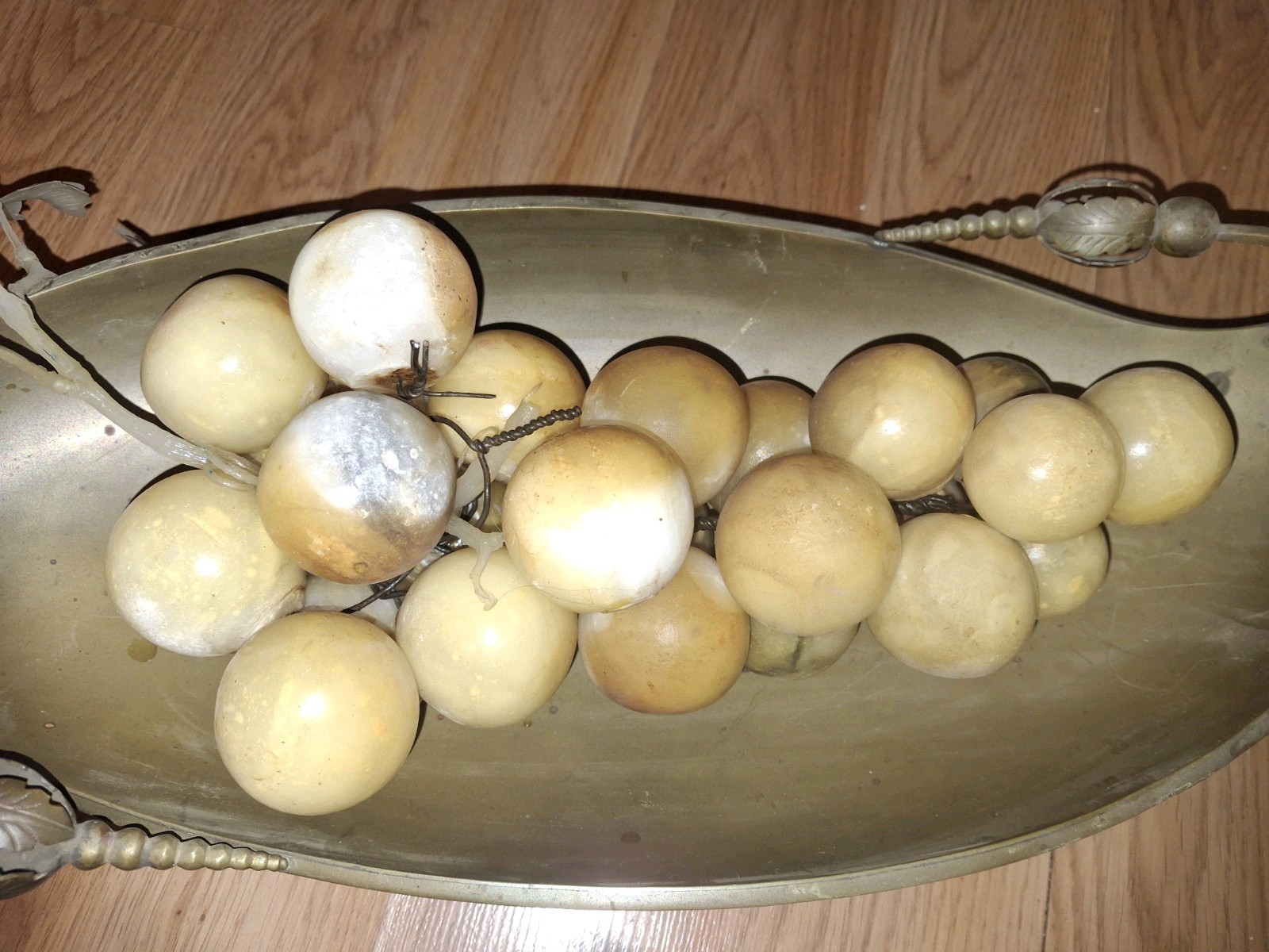 VTG Italian Alabaster Grapes Mid Century 22  Marble Stone Grape Cluster ENORMOUS