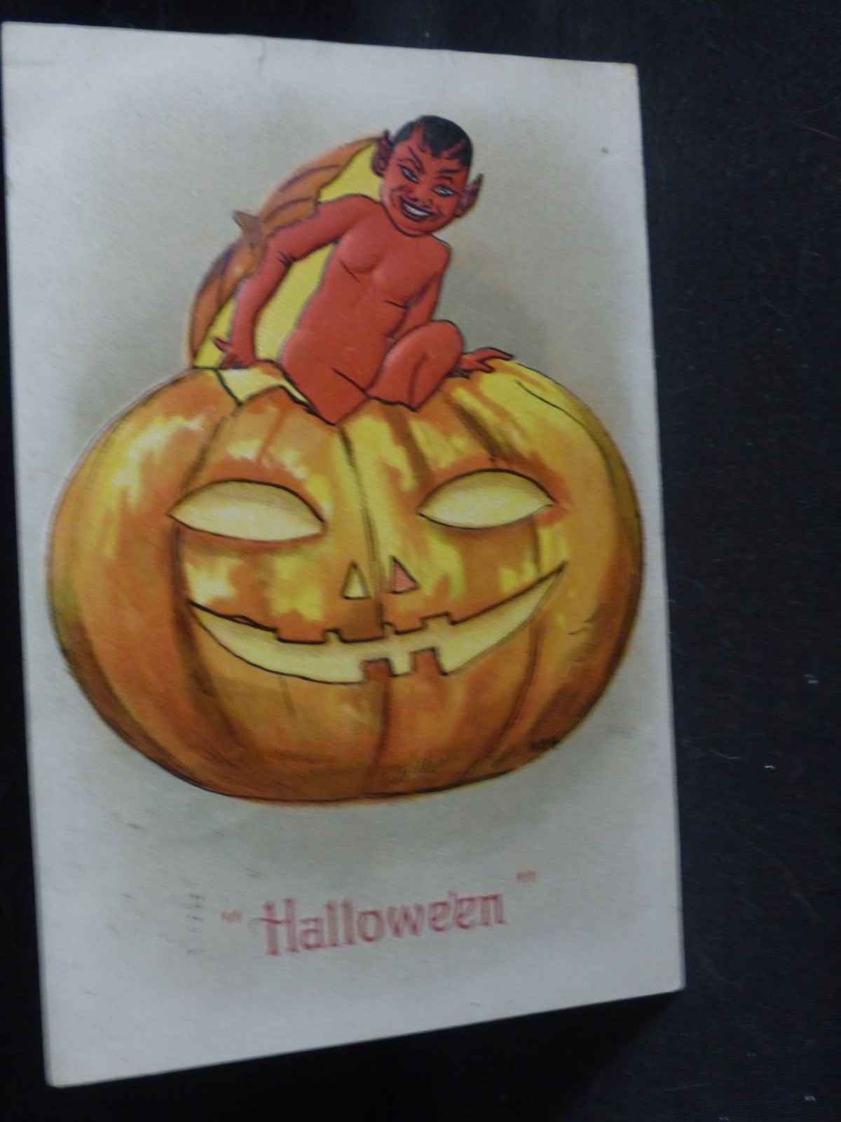 Halloween Postcard-nAUGHTY RED DEVIL-GET READY FOR NIGHTLY MISCHIEF ROUNDS