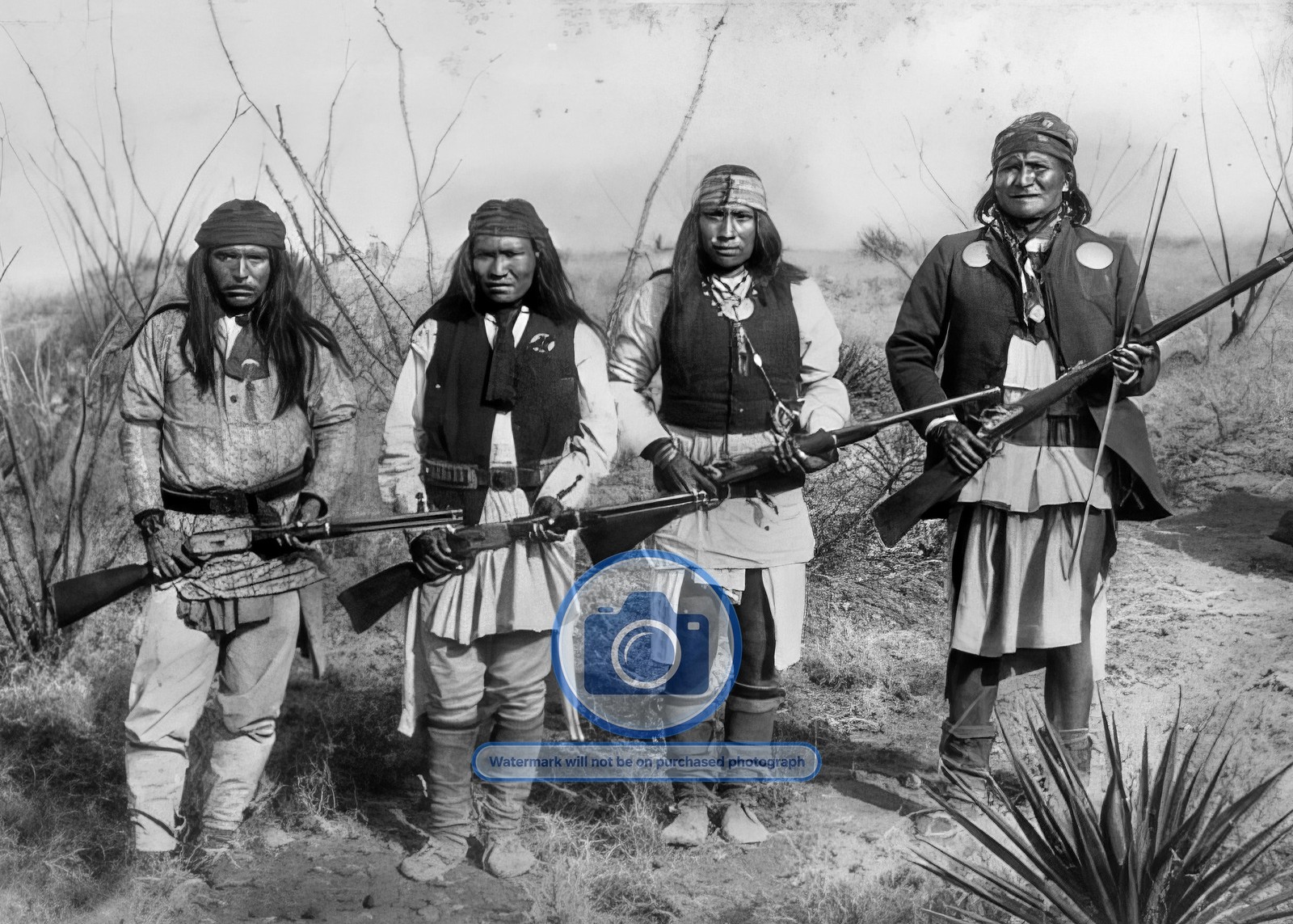 APACHE WARRIORS GERONIMO YANOZHA CHAPPO & FUN 1886 5X7 PHOTOGRAPH REPRINT