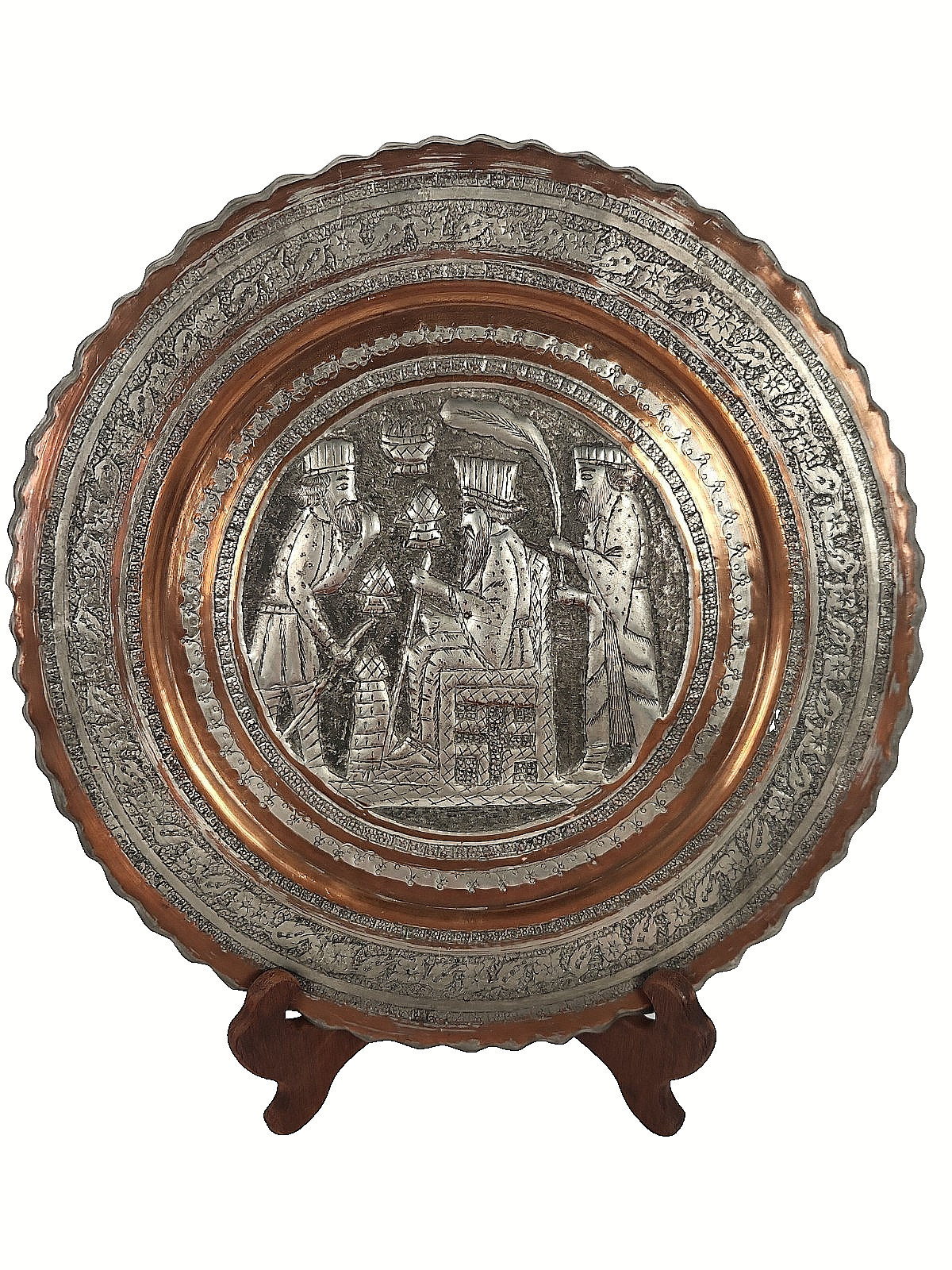 Vtg Hand Hammered Tinned Copper Plate 11\