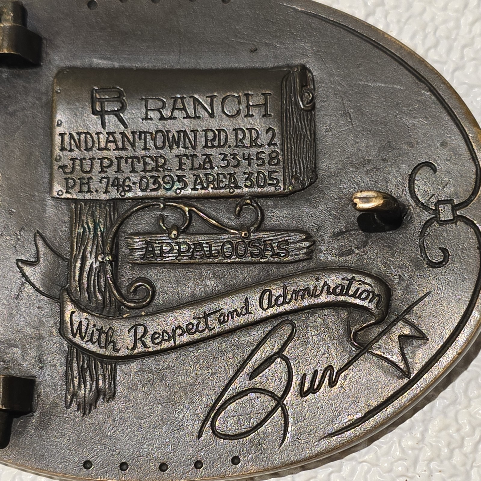 RARE 1975 VINTAGE BURT REYNOLDS RANCH BELT BUCKLE BY AL SHELTON WESTERN ARTIST