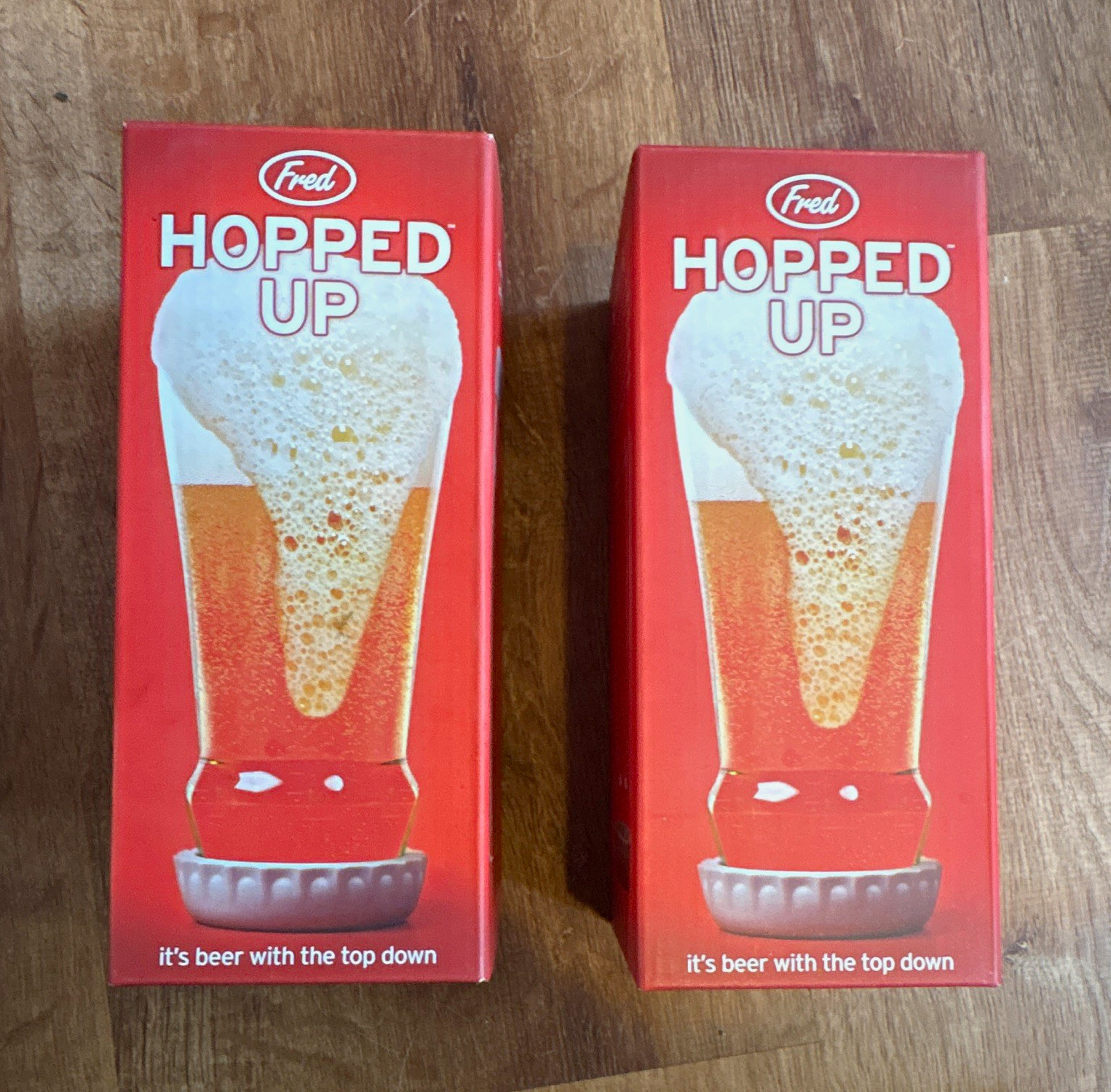 Fred Hopped Up Clear Glass Lager Beer Glass Set, 2-Piece Novelty