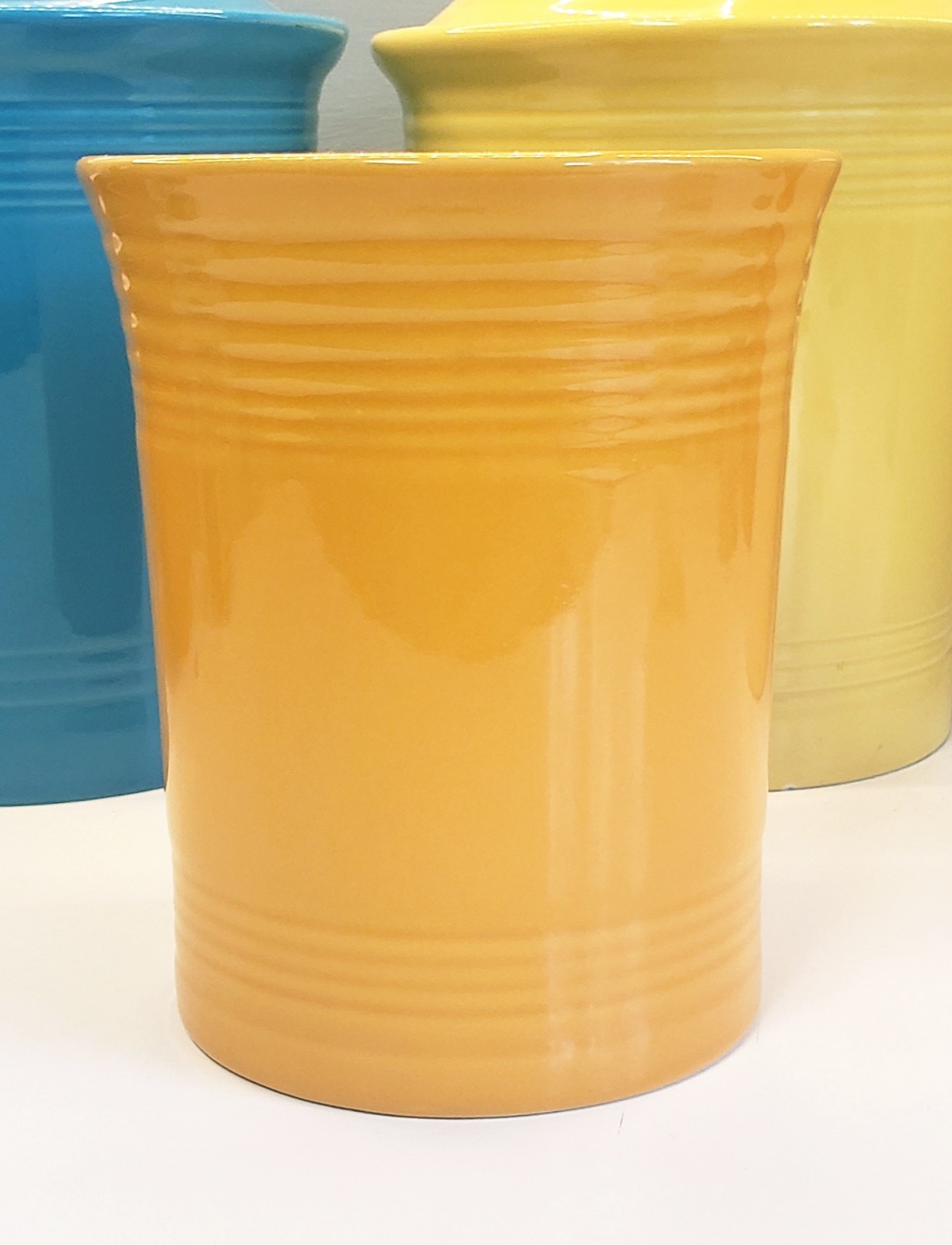 Fiesta Marigold Utensil Crock Heavier Version Retired -Excellent New Condition 