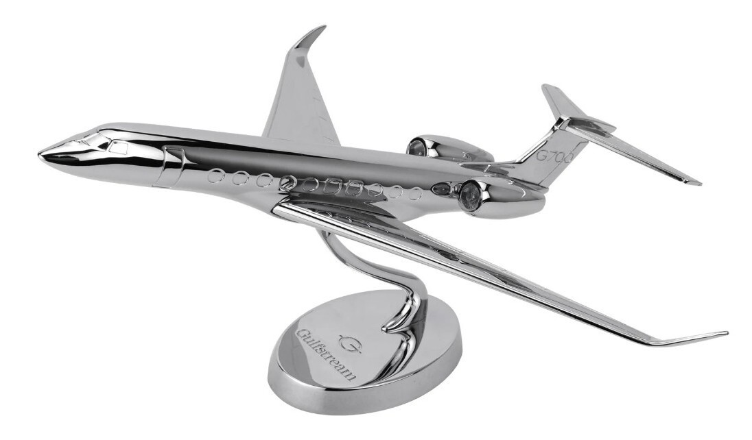 Lupa Gulfstream Aerospace G700 Chrome Metal Desk Display Model 1/115 Airplane