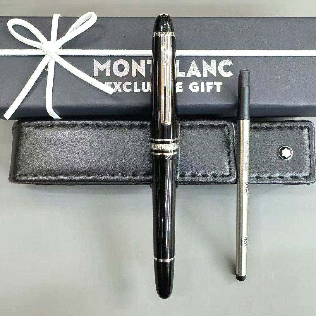MONTBLANC Meisterstück 145 Classique Black Rollerball Pen Silver Trim Luxury