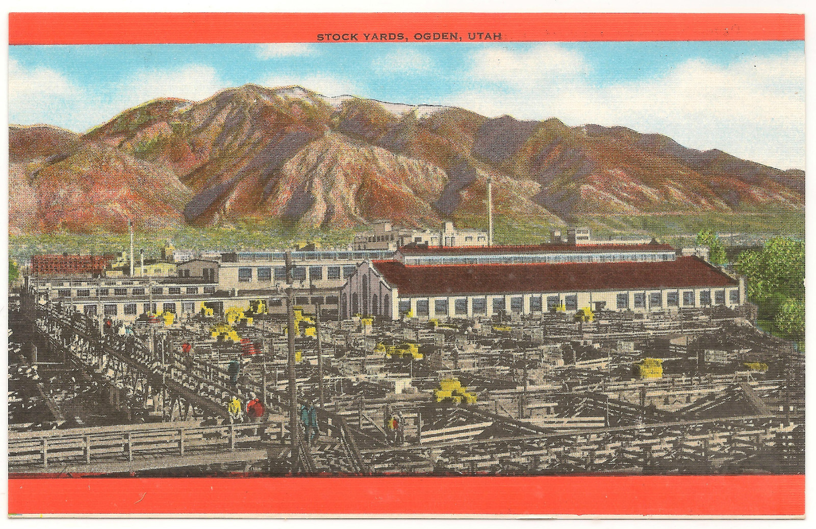 Stock Yards, Ogden, Utah, Unused, Unposted Vintage c1940's Linen Postcard