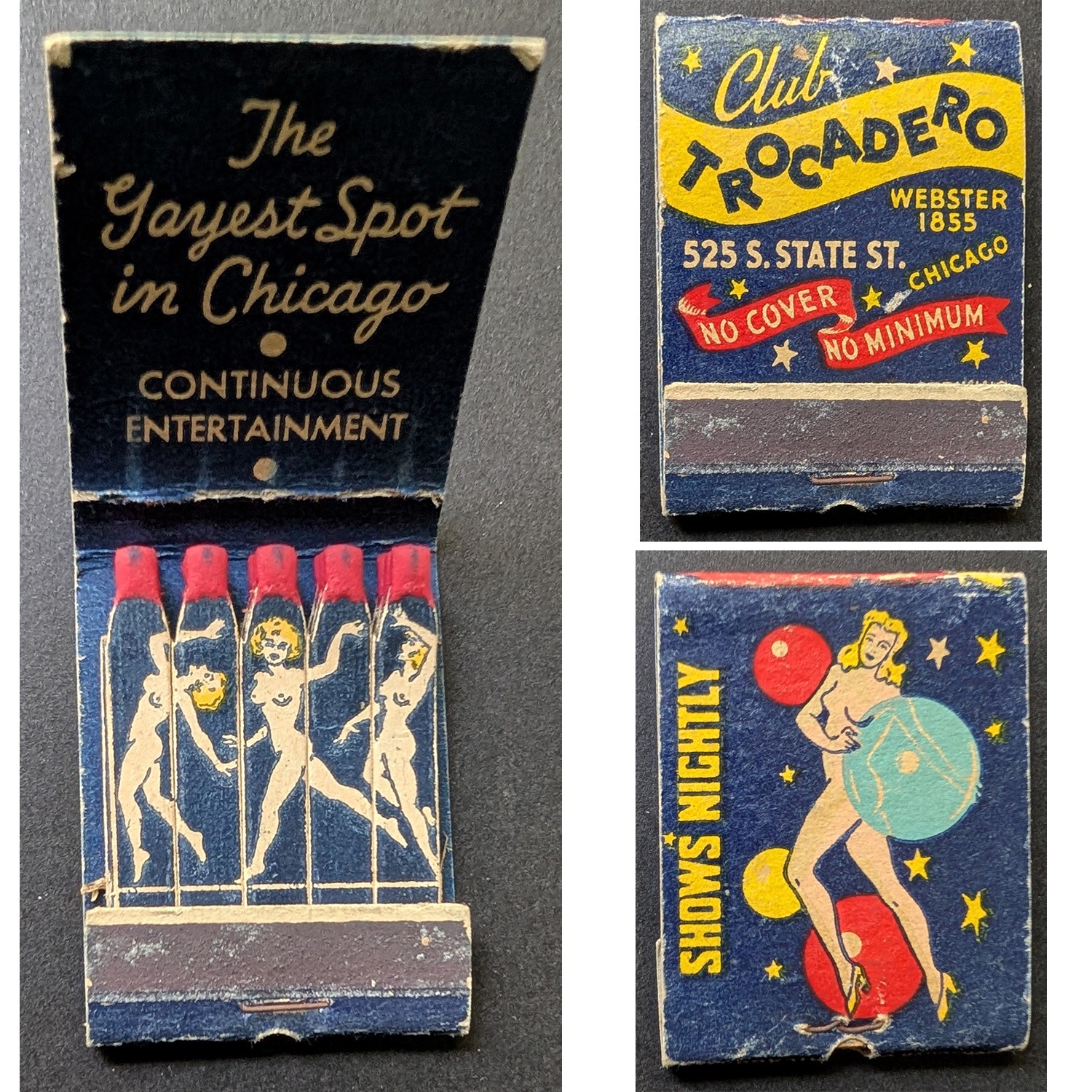 Girlie Feature Matchbook Club Trocadero Chicago IL