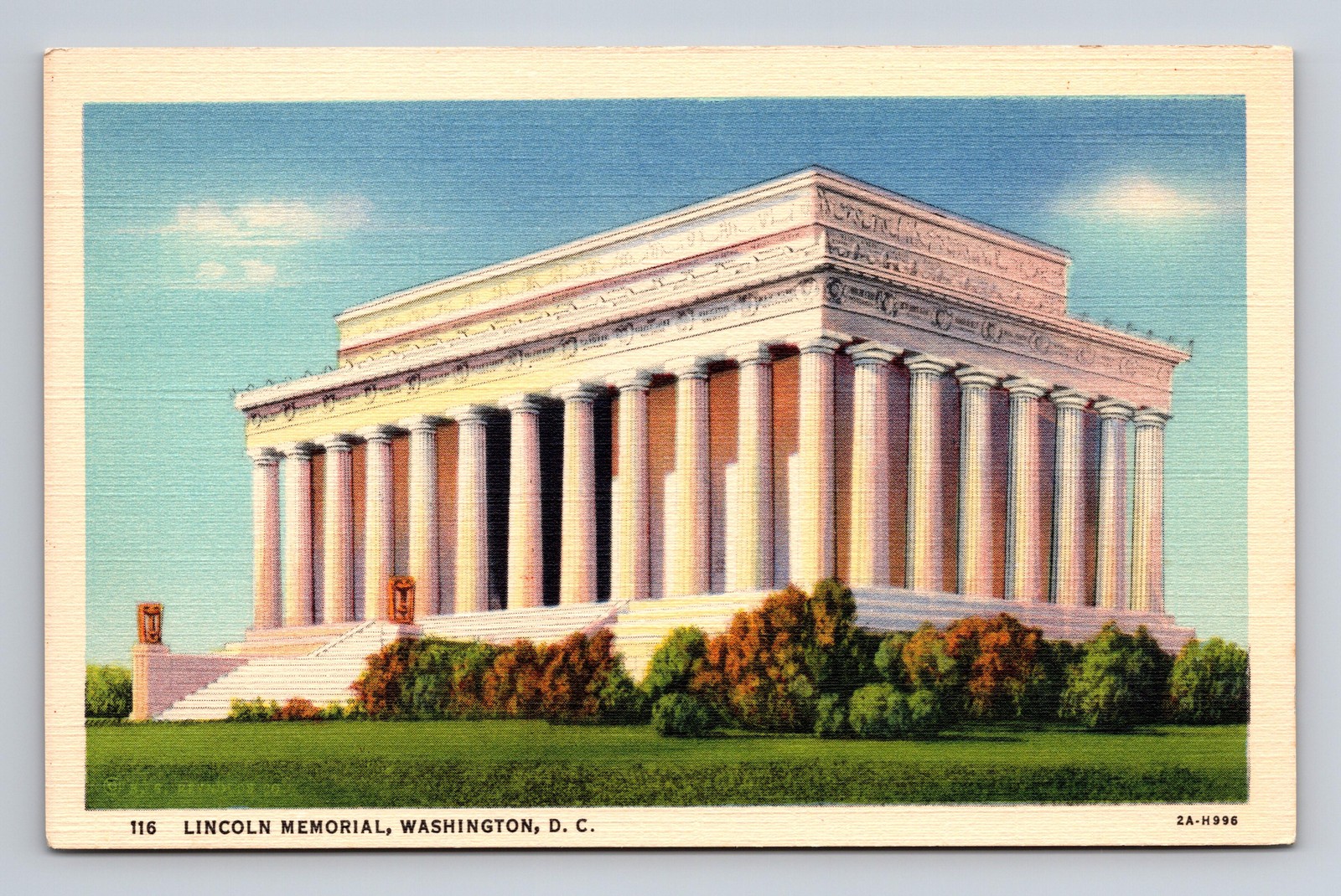 c1932 Linen Postcard Washington DC Lincoln Memorial