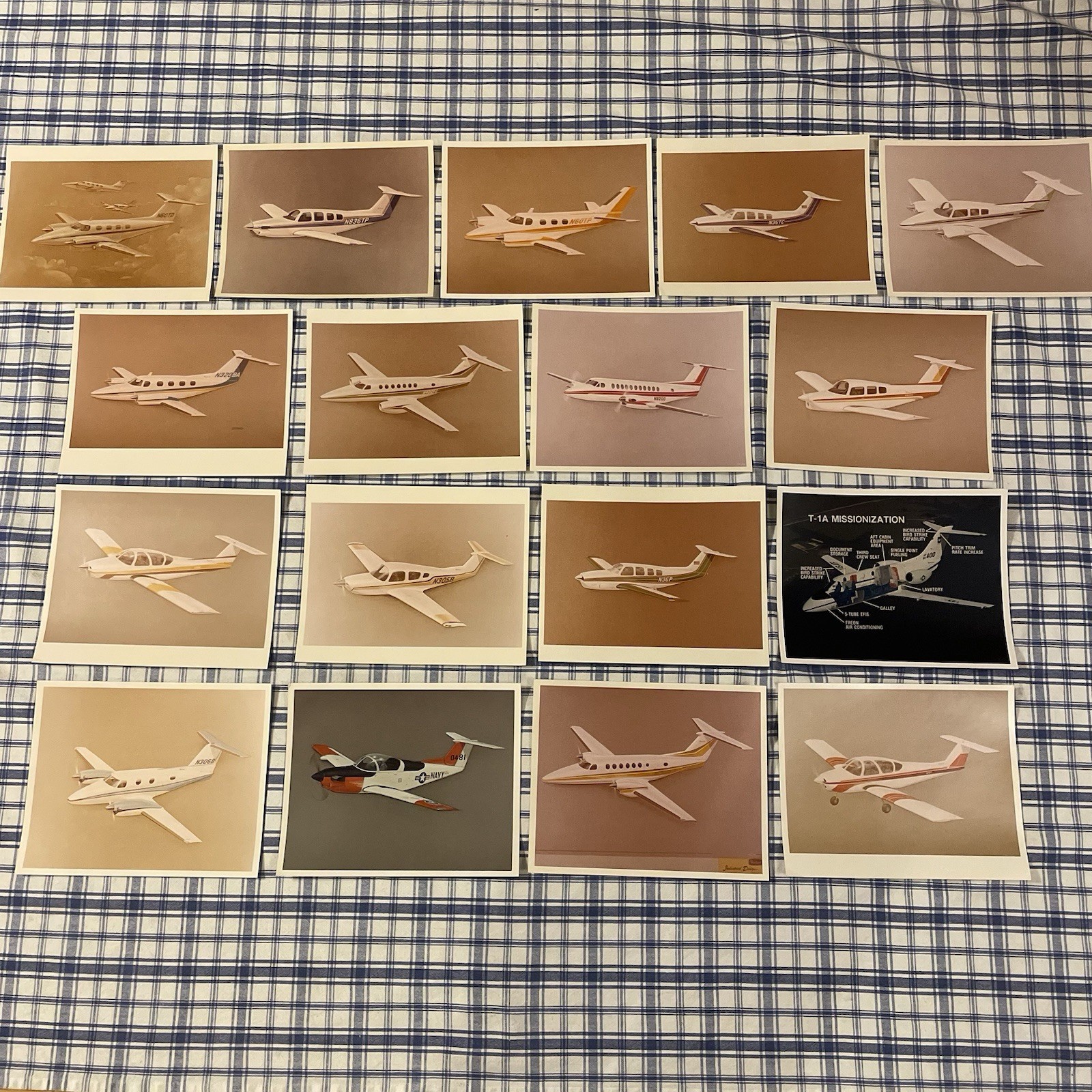 LOT OF 17 Vintage Beechcraft Airplane Design Prints 8x10” Photos Aviation