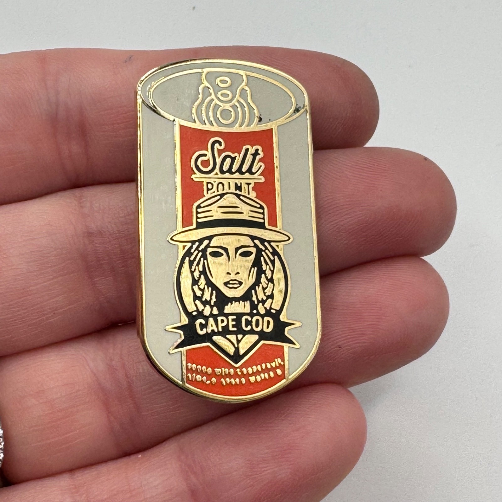 Salt Point Cape Cod Lapel Pin Can Shape Enamel Vodka Cocktail Nice