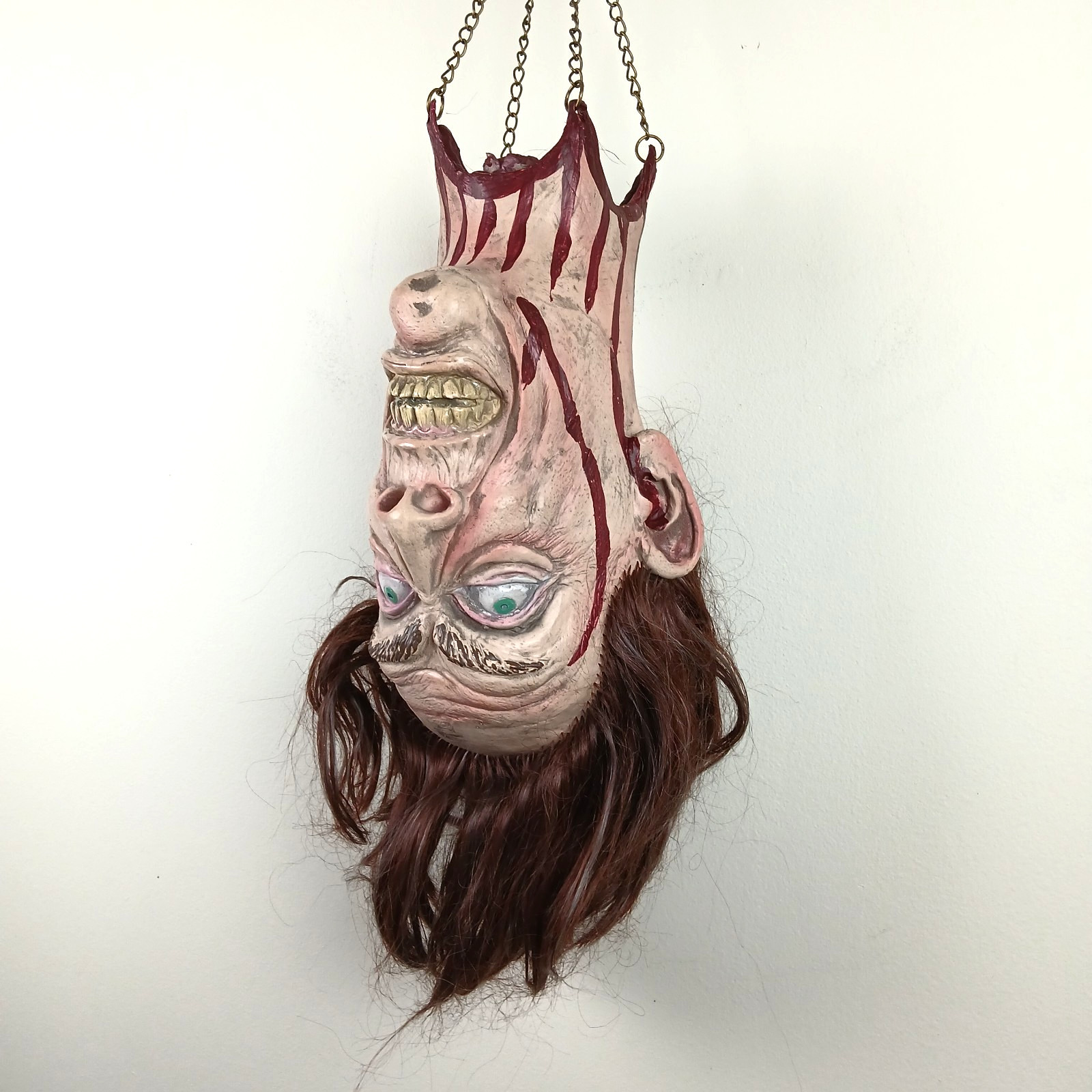 Decapitated Severed Head Halloween Prop Latex Hanging Bloody Corpse Man