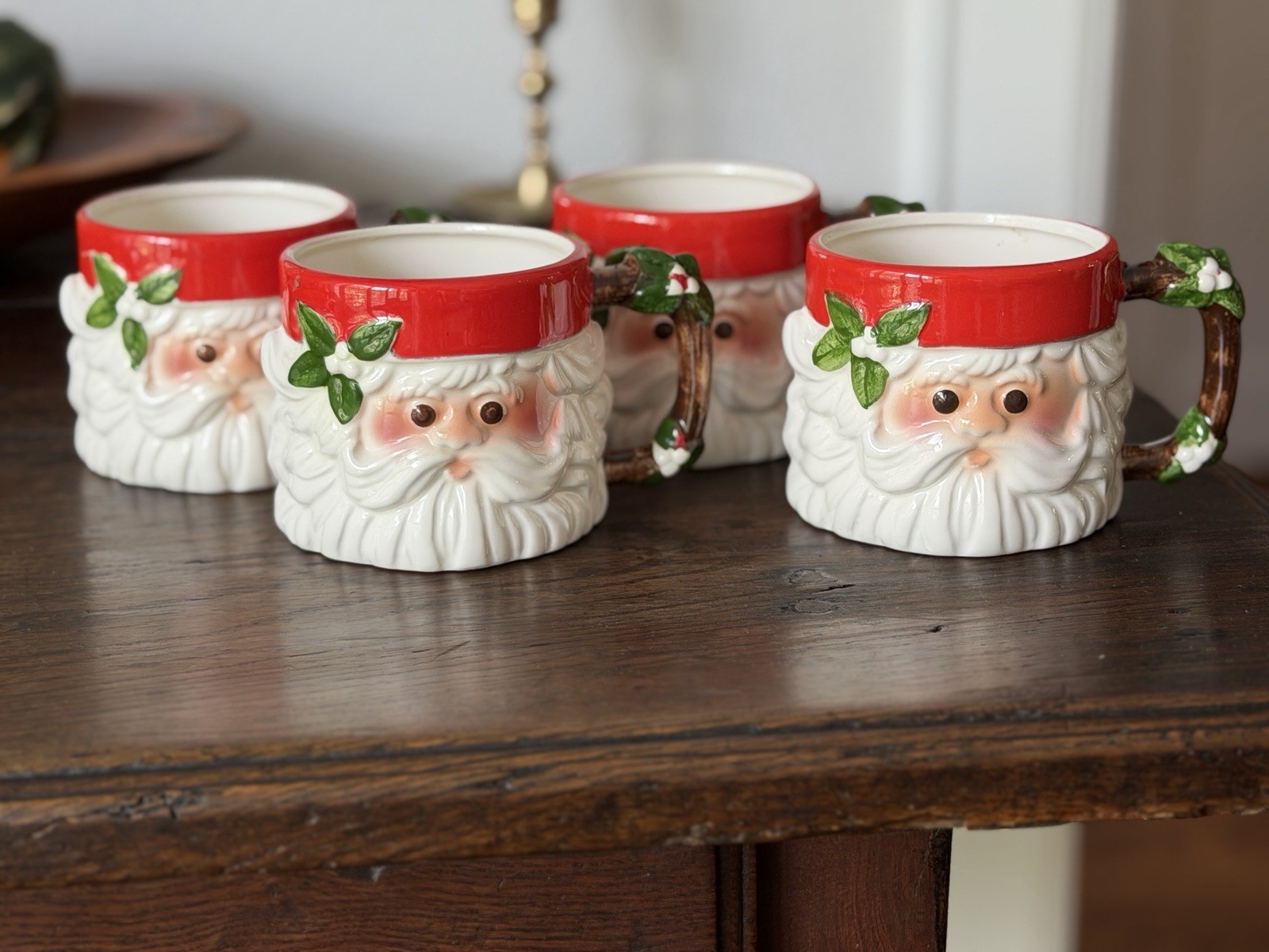 vintage Fitz & Floyd Santa Claus ceramic mugs – set of 4, Christmas, Holiday