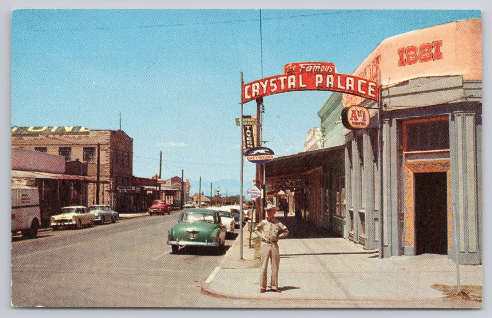 Vintage Postcard Tombstone Arizona Crystal Palace Saloon Street View