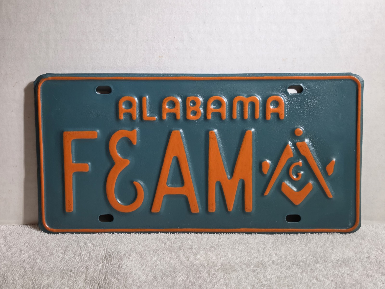 Vintage 1960\'s Alabama Booster License Plate - Freemasonry Masonic - REPAINTED 