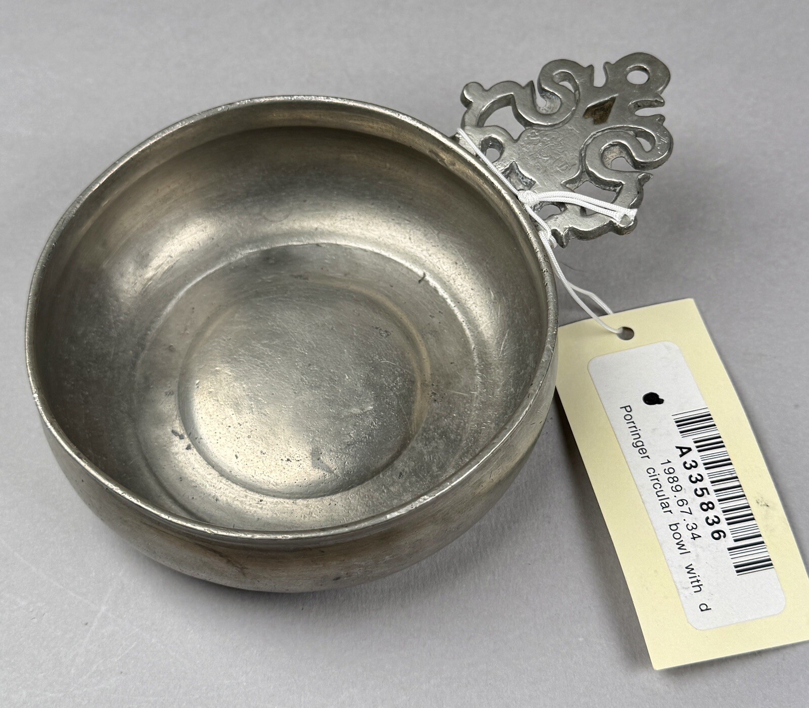 Antique Early American Pewter Porringer Bowl Samuel Danforth 18th C. Ex-MUSEUM