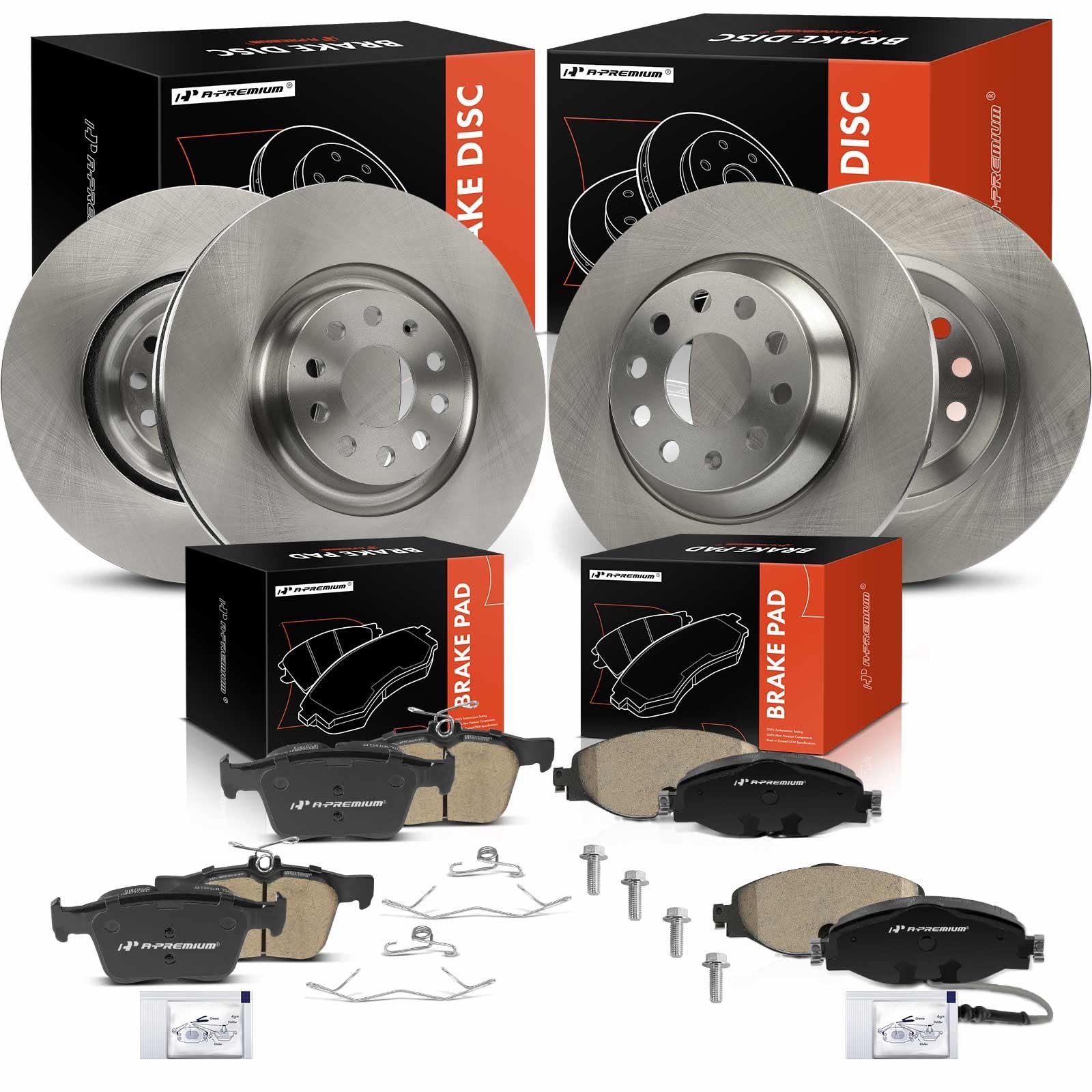 A-Premium Front Vented and Rear Solid Brake Rotors and Ceramic Pads Kit A-Premium Front Vented and Rear Solid Brake Rotors and Ceramic Pads Kit