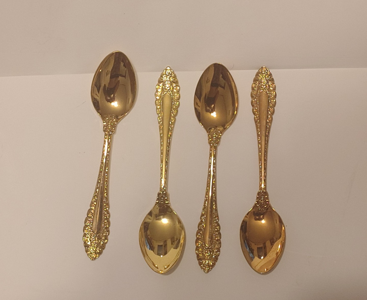 Vintage Prestige CONCORD Stainless Electroplated goldtone Demitasse SpoonX4 A23