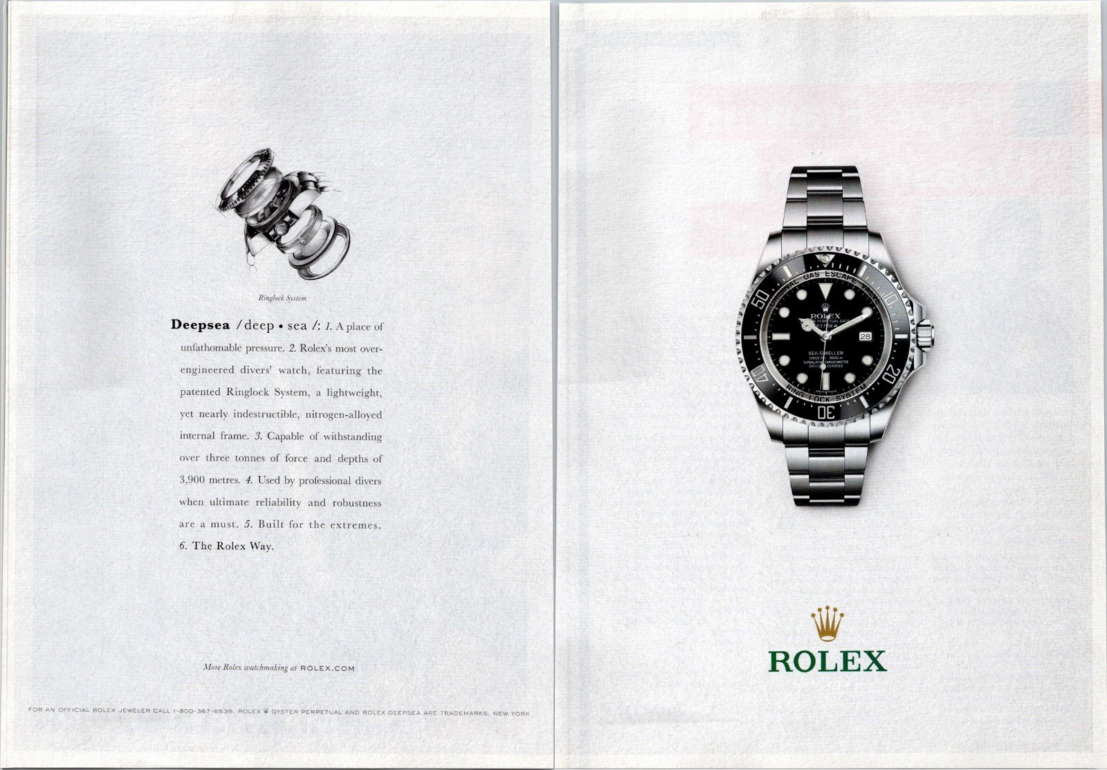 2014 • Rolex Deepsea 2 Page Print Ad • 2000's Fashion FA.21