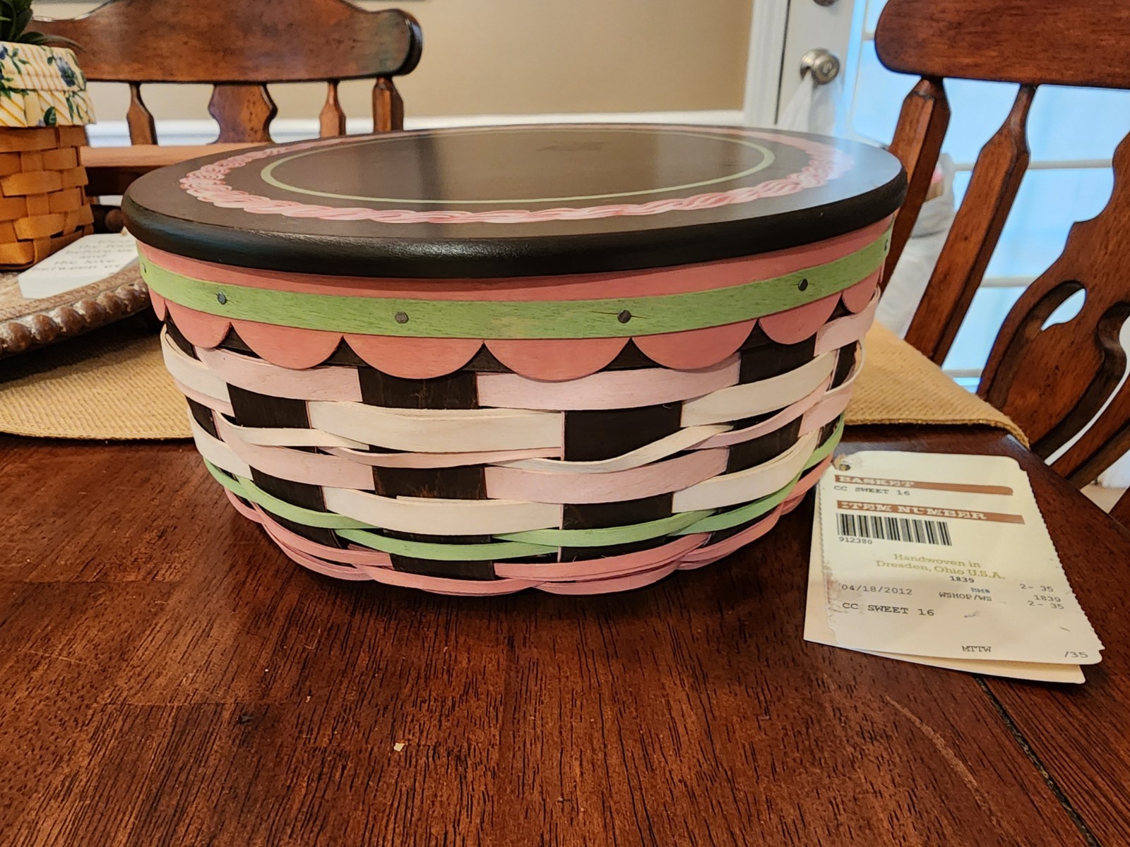 Longaberger 2012 Collector\'s Club Sweet 16 Basket with Lid and Protector 