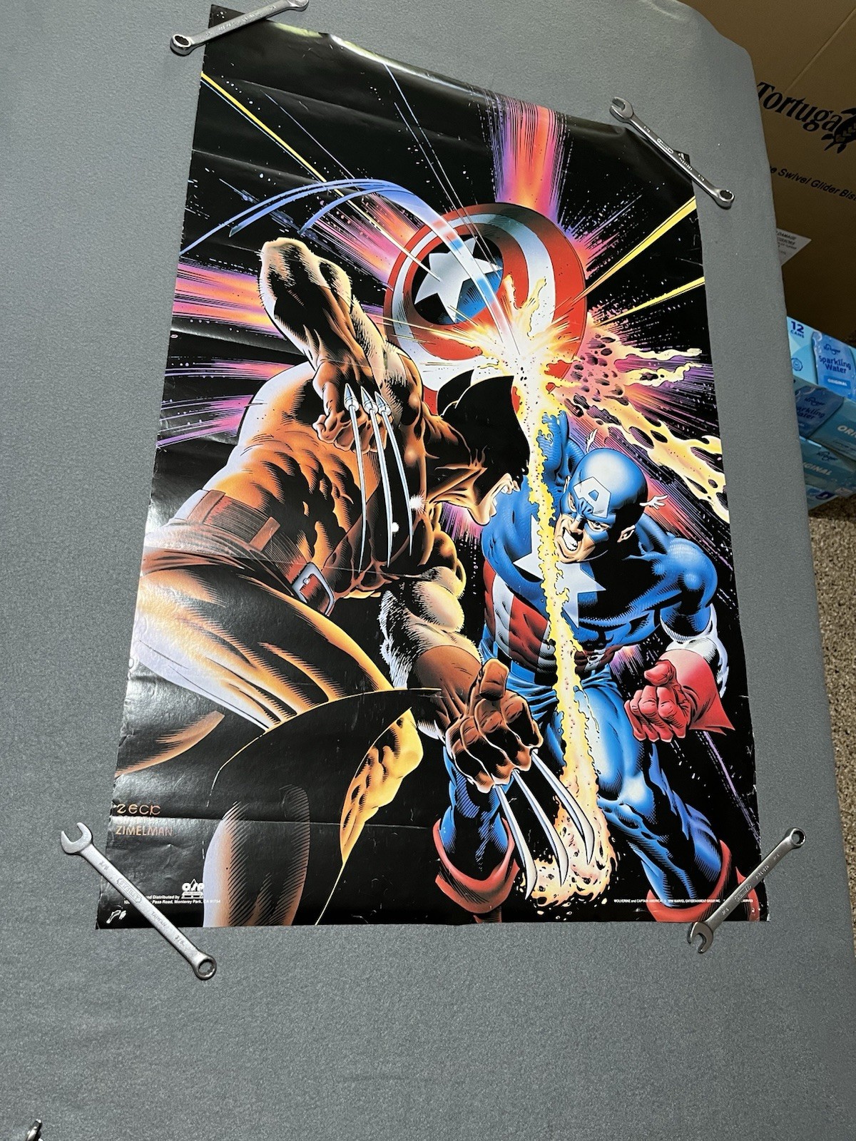 VTG CAPTAIN AMERICA VS WOLVERINE Original 1990 Marvel Movie Poster OSP