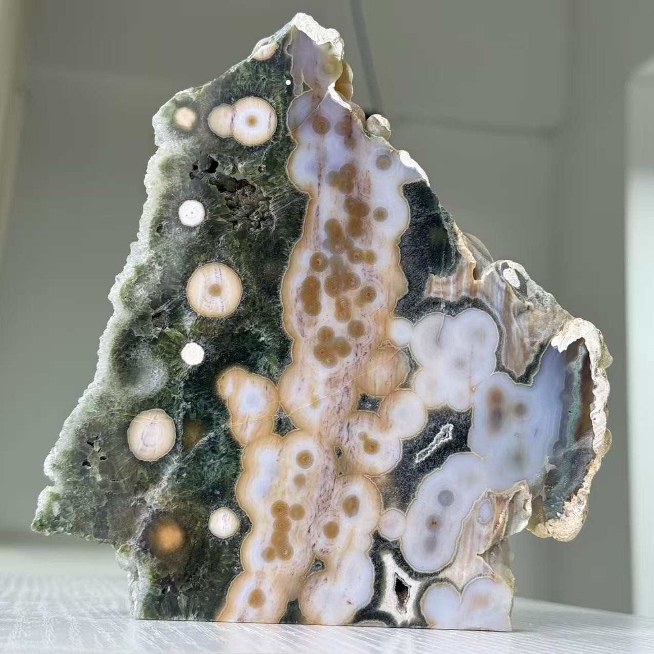 1LB A+Natural 8th Vein Ocean Jasper Slab Crystal Slice Healing Display Specimen
