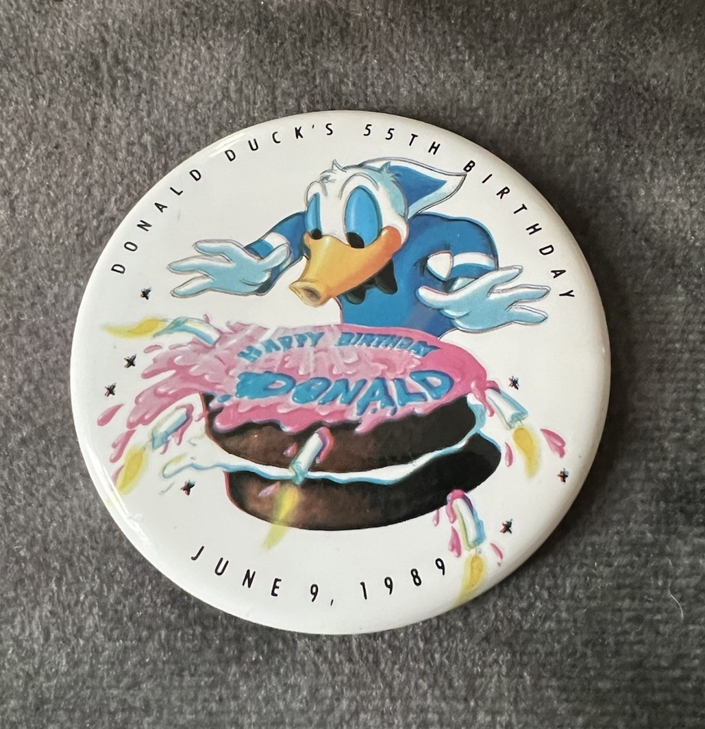 VTG 1989 Disney Donald Duck 55th Happy Birthday Button Pins 2”