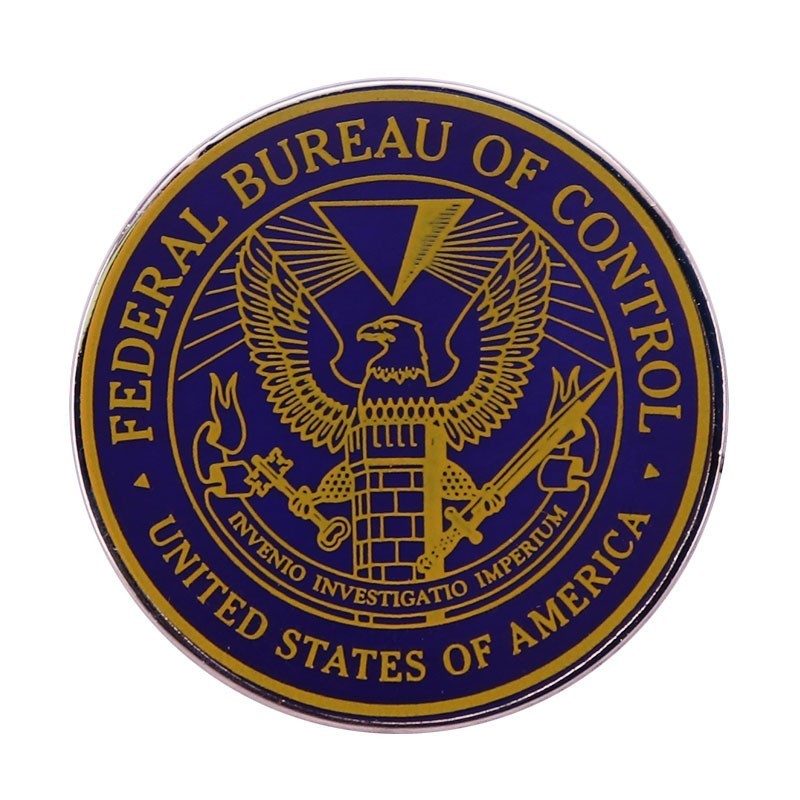2pcs Federal Bureau of Control Badge Craft Commemorative Lapel Brooch Pin US